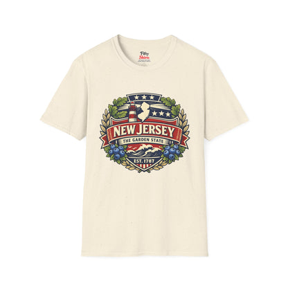 New Jersey Heritage Badge Unisex Softstyle T Shirt State Pride Graphic Tee Collections FS03