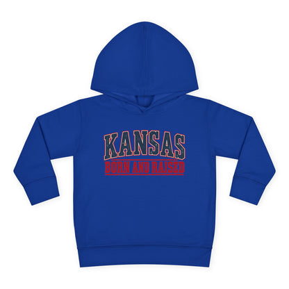 Kansas Born and Raised Small-Town Americana Unisex Toddler Pullover Fleece Hoodie
