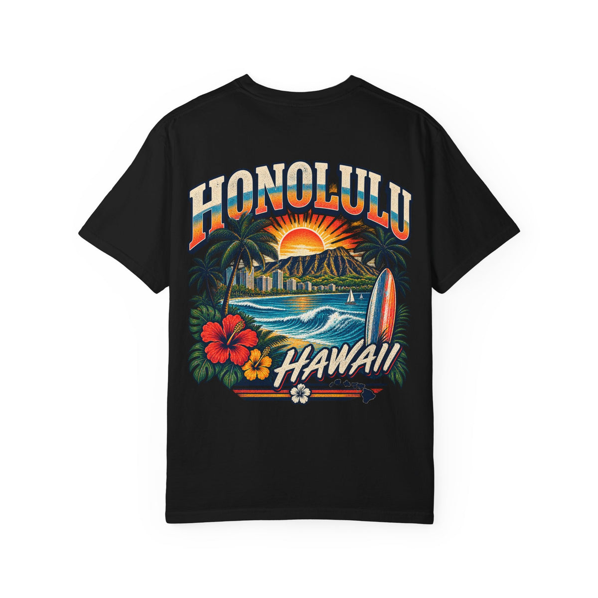 Honolulu Hawaii Unisex Comfort Color 1717 Streetwear Graphic Tee