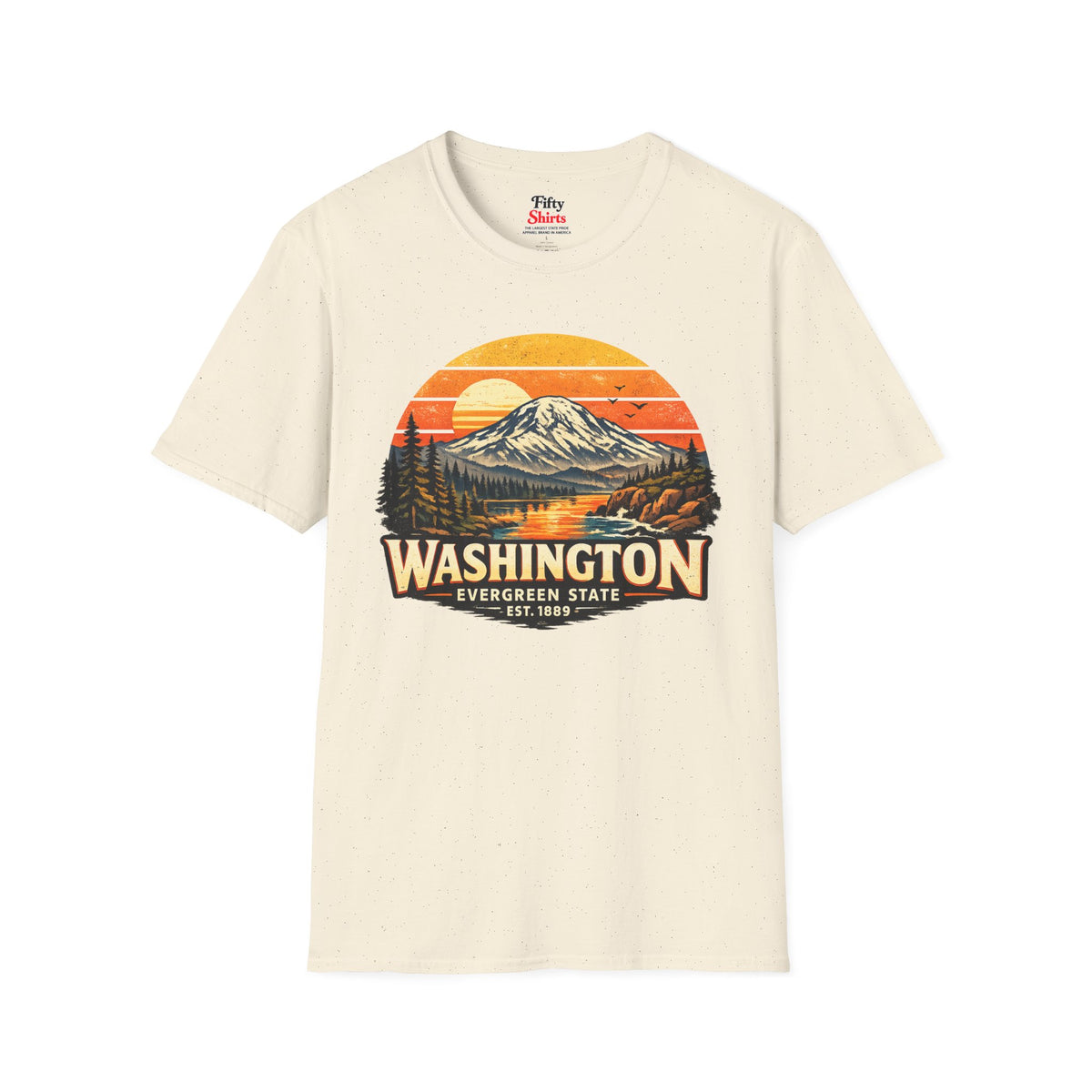 Washington Mountain Sunset Unisex Softstyle T Shirt State Pride Graphic Tee Collections FS03