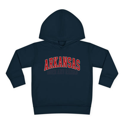Arkansas Born and Raised Vintage Athletic Heritage Unisex Toddler Pullover Fleece Hoodie