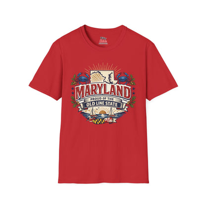 Maryland State Pride Unisex Softstyle T Shirt State Pride Graphic Tee Collections FS03