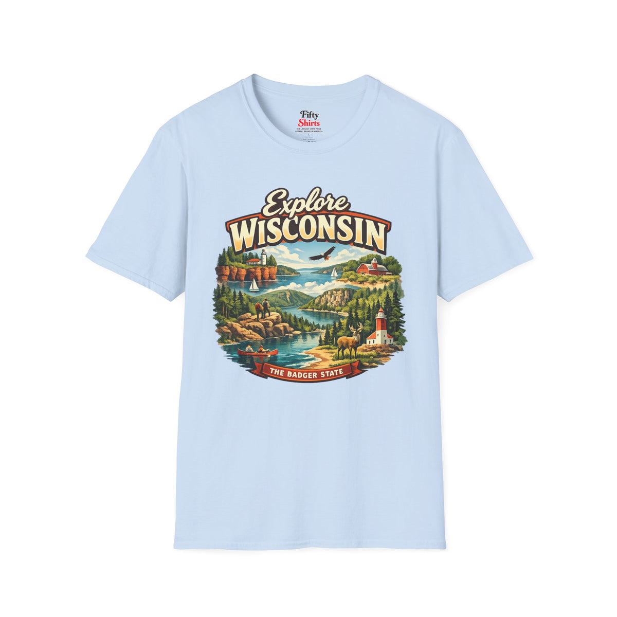 Explore Wisconsin Unisex Softstyle T Shirt State Pride Graphic Tee Collections FS03