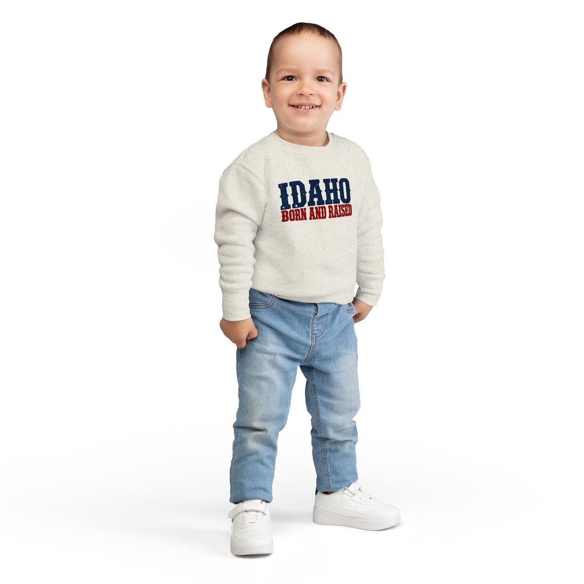 Idaho Born and Raised Rugged Western Unisex Toddler Sweatshirt