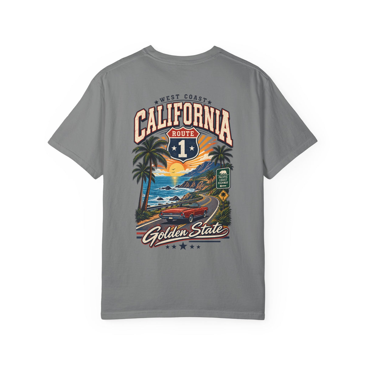 California West Coast Highway  Unisex Comfort Color 1717 Streetwear Graphic Tee