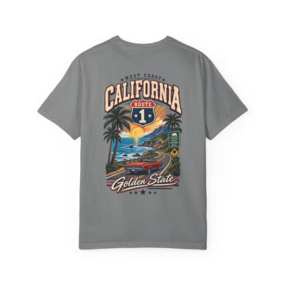 California West Coast Highway  Unisex Comfort Color 1717 Streetwear Graphic Tee