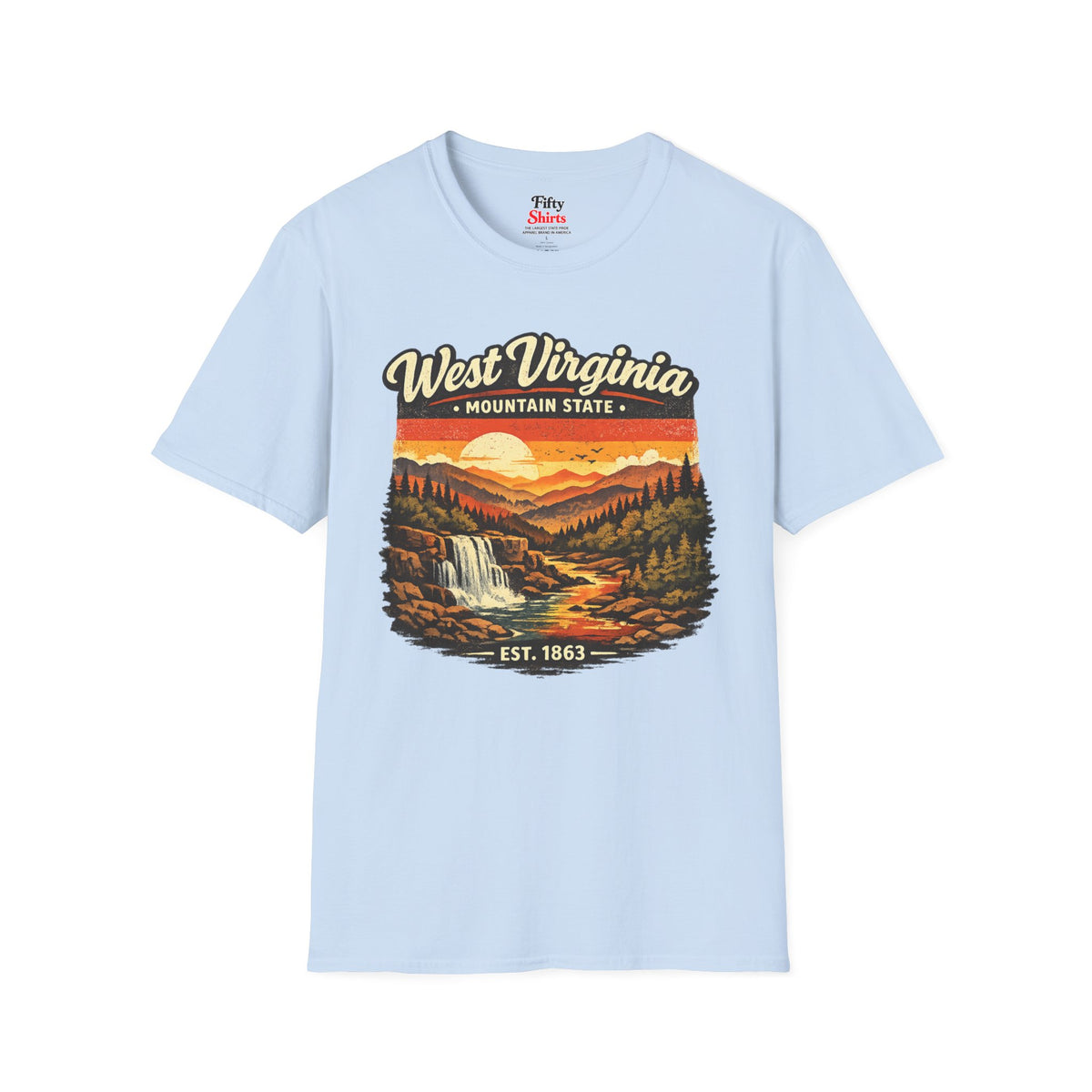 West Virginia Mountain Sunset Unisex Softstyle T Shirt State Pride Graphic Tee Collections FS03