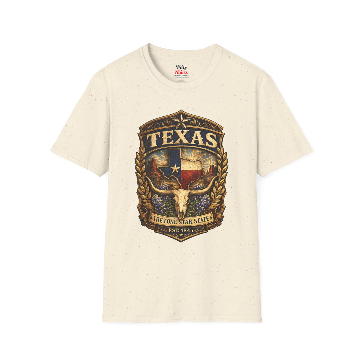 Texas Heritage Badge Unisex Softstyle T Shirt State Pride Graphic Tee Collections FS03