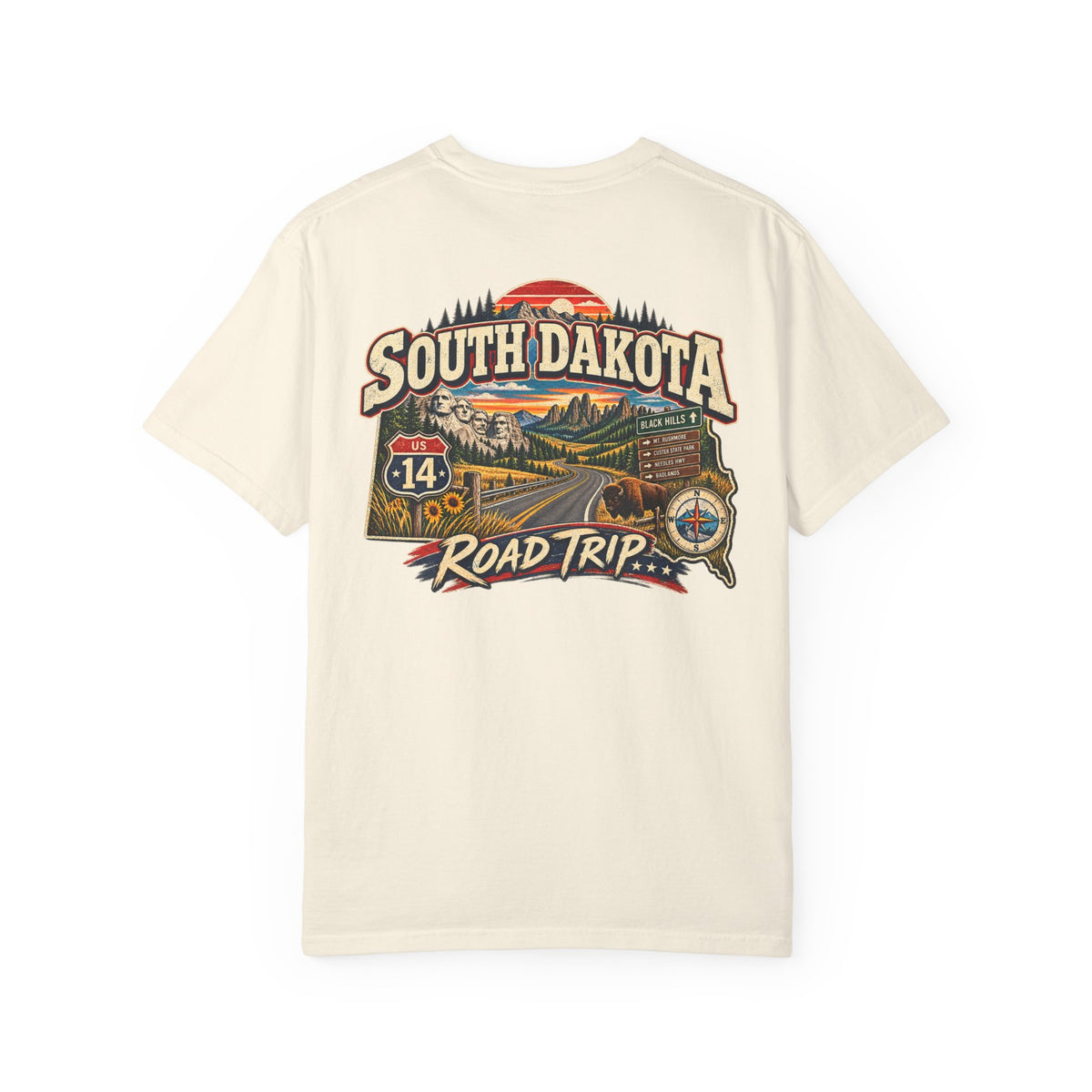 South Dakota Road Trip Unisex Comfort Color 1717 Streetwear Graphic Tee