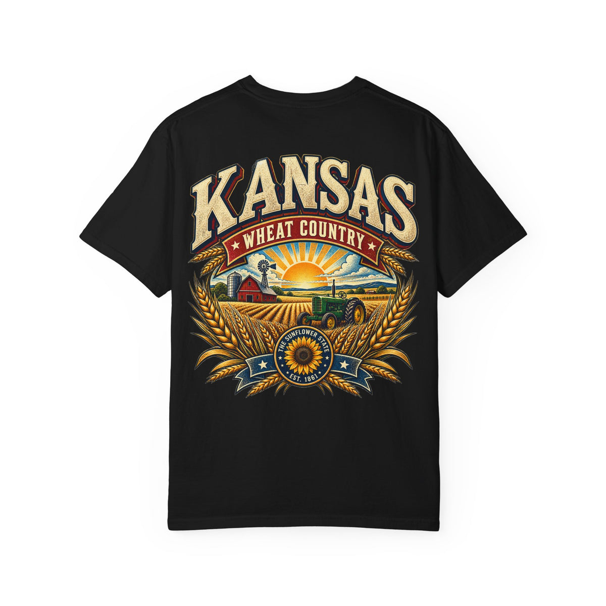 Kansas Wheat Country Unisex Comfort Color 1717 Streetwear Graphic Tee