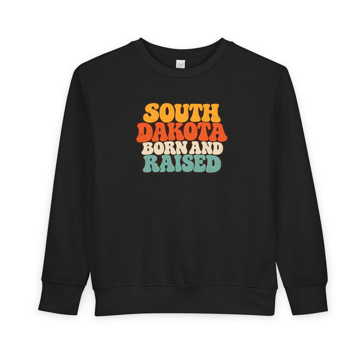South Dakota Born and Raised Retro 1970s Unisex Toddler Sweatshirt