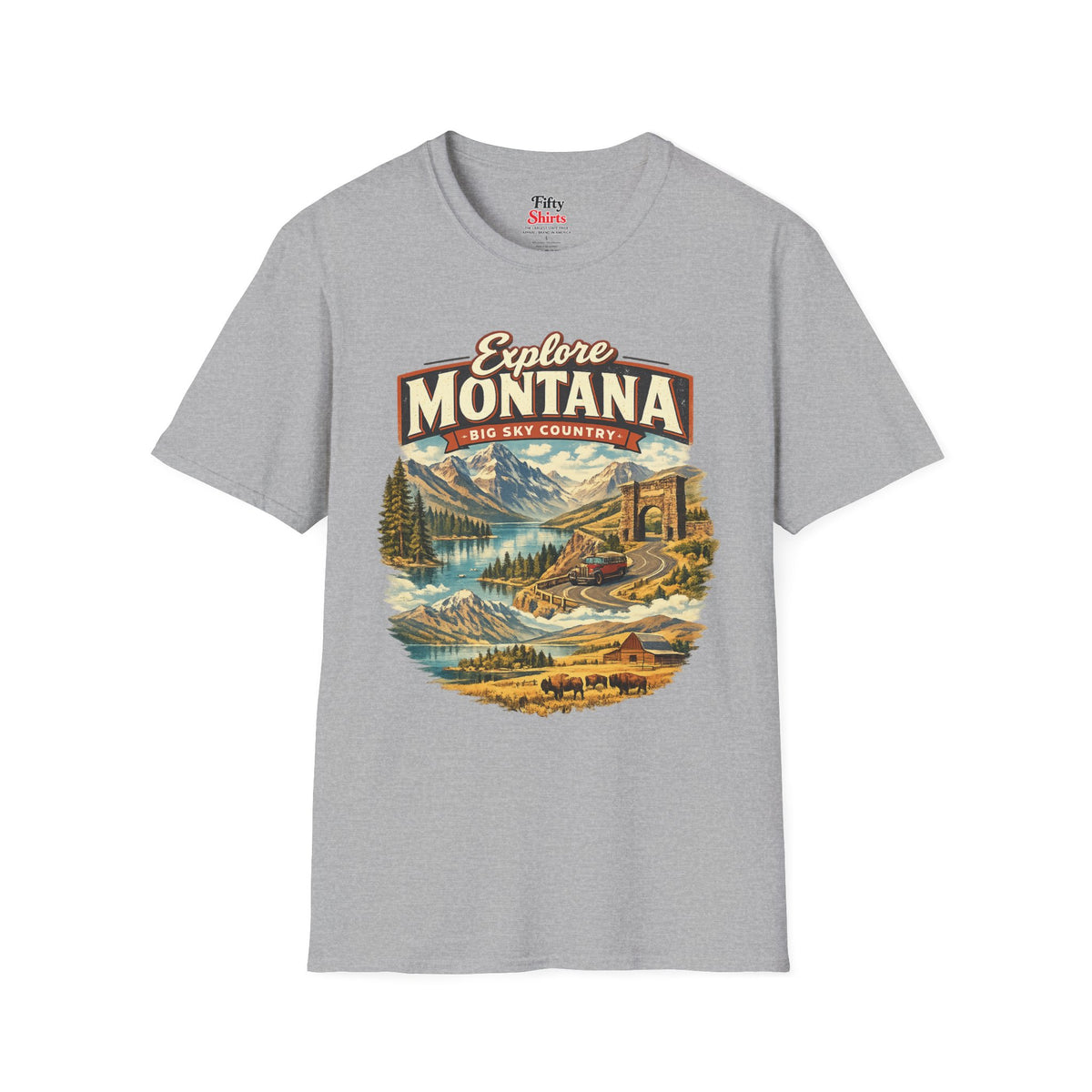 Explore Montana Unisex Softstyle T Shirt State Pride Graphic Tee Collections FS03
