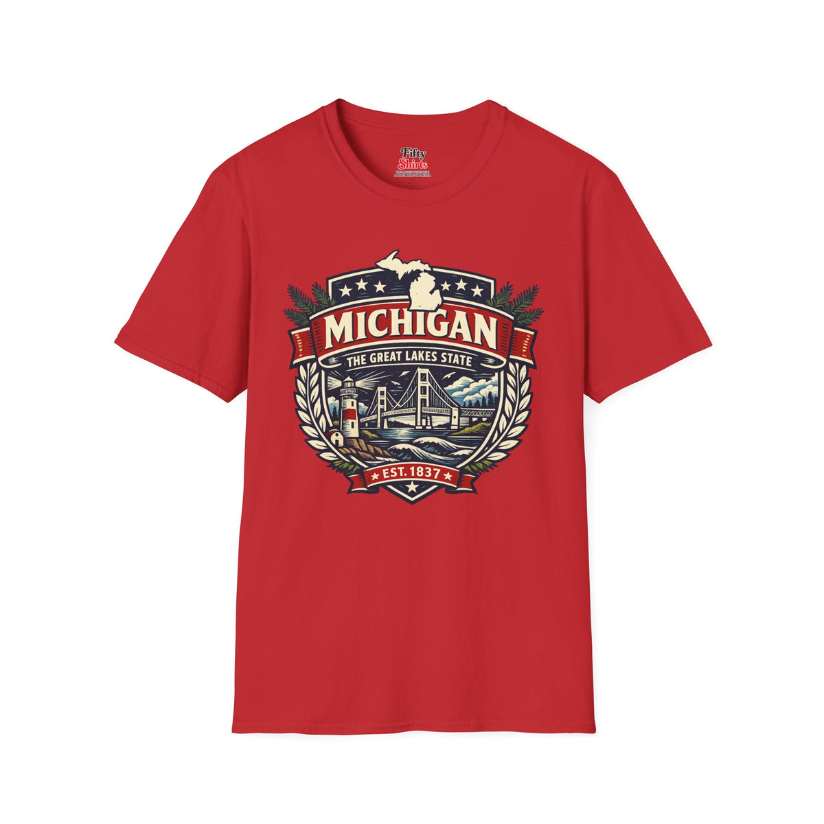 Michigan Heritage Badge Unisex Softstyle T Shirt State Pride Graphic Tee Collections FS03