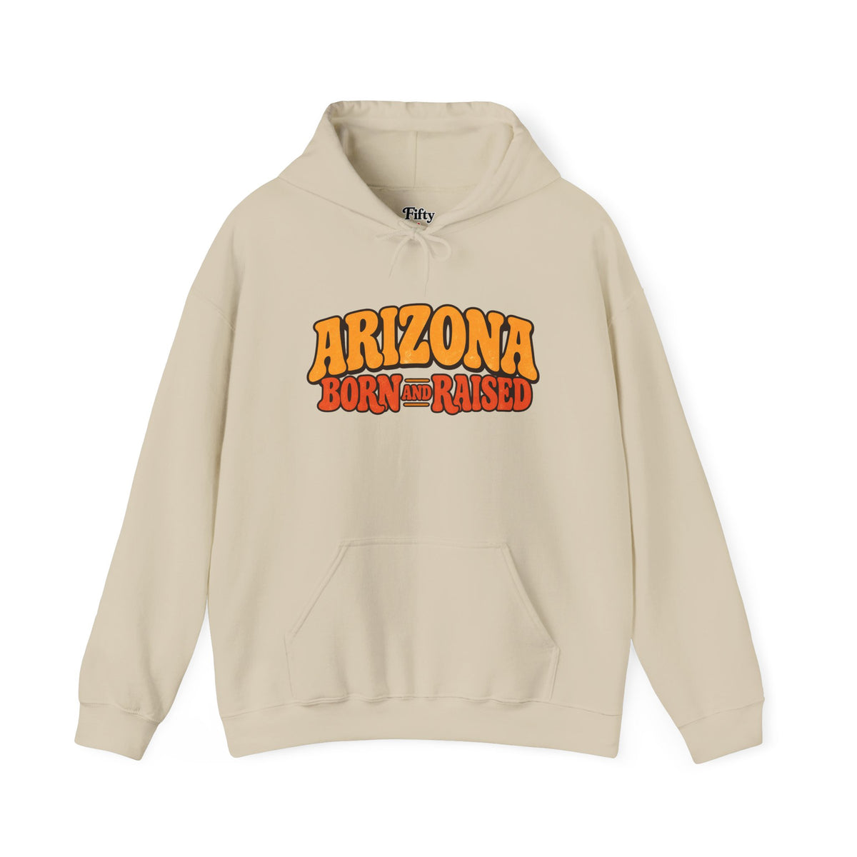 Arizona Born and Raised  Retro 1970s Southwest Unisex Hoodie Graphic