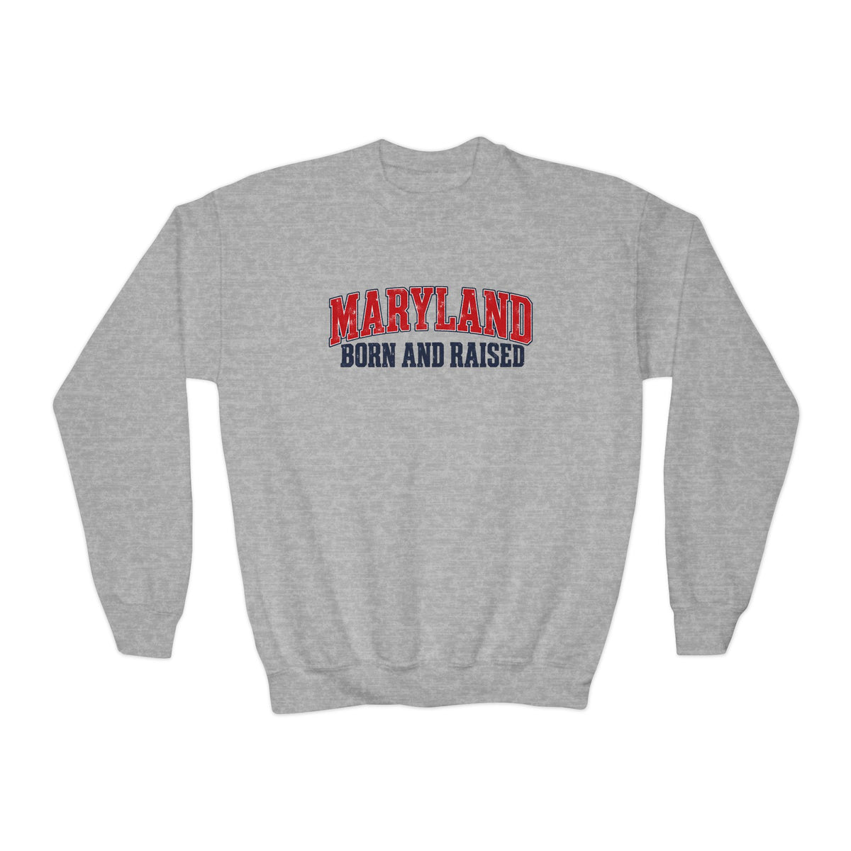 Maryland Born and Raised East Coast Heritage Unisex Youth Crewneck Sweatshirt Unisex Graphic