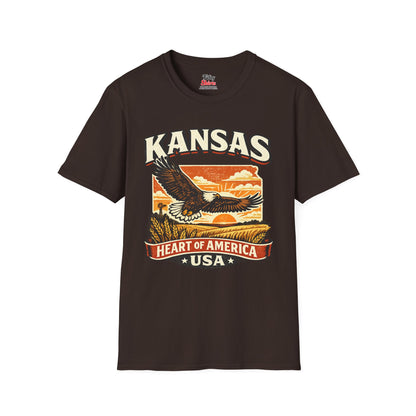 Heart of America Kansas Unisex Softstyle T Shirt State Pride Graphic Tee Collections FS03