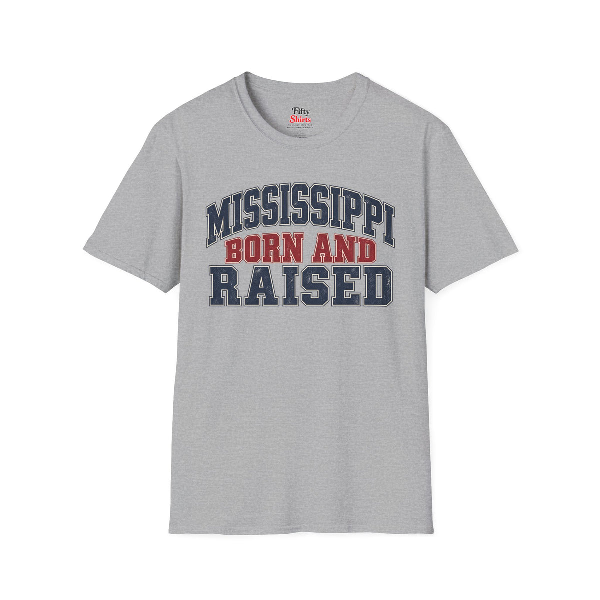 Mississippi Born and Raised Unisex Softstyle T Shirt State Name Graphic Tee