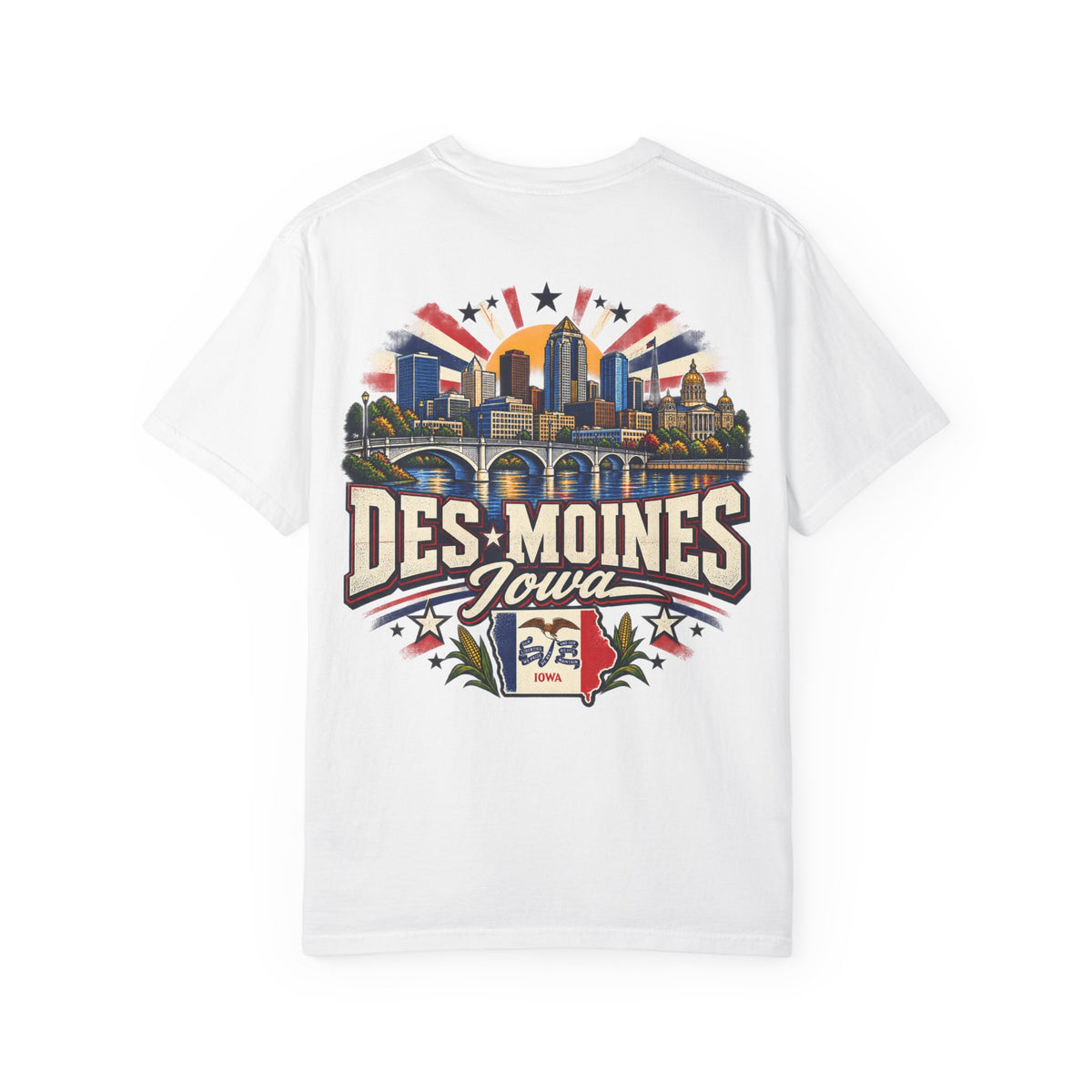 Des Moines Iowa Unisex Comfort Color 1717 Streetwear Graphic Tee