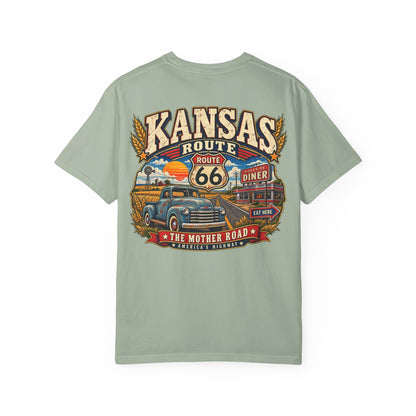 Kansas Route 66 Unisex Comfort Color 1717 Streetwear Graphic Tee