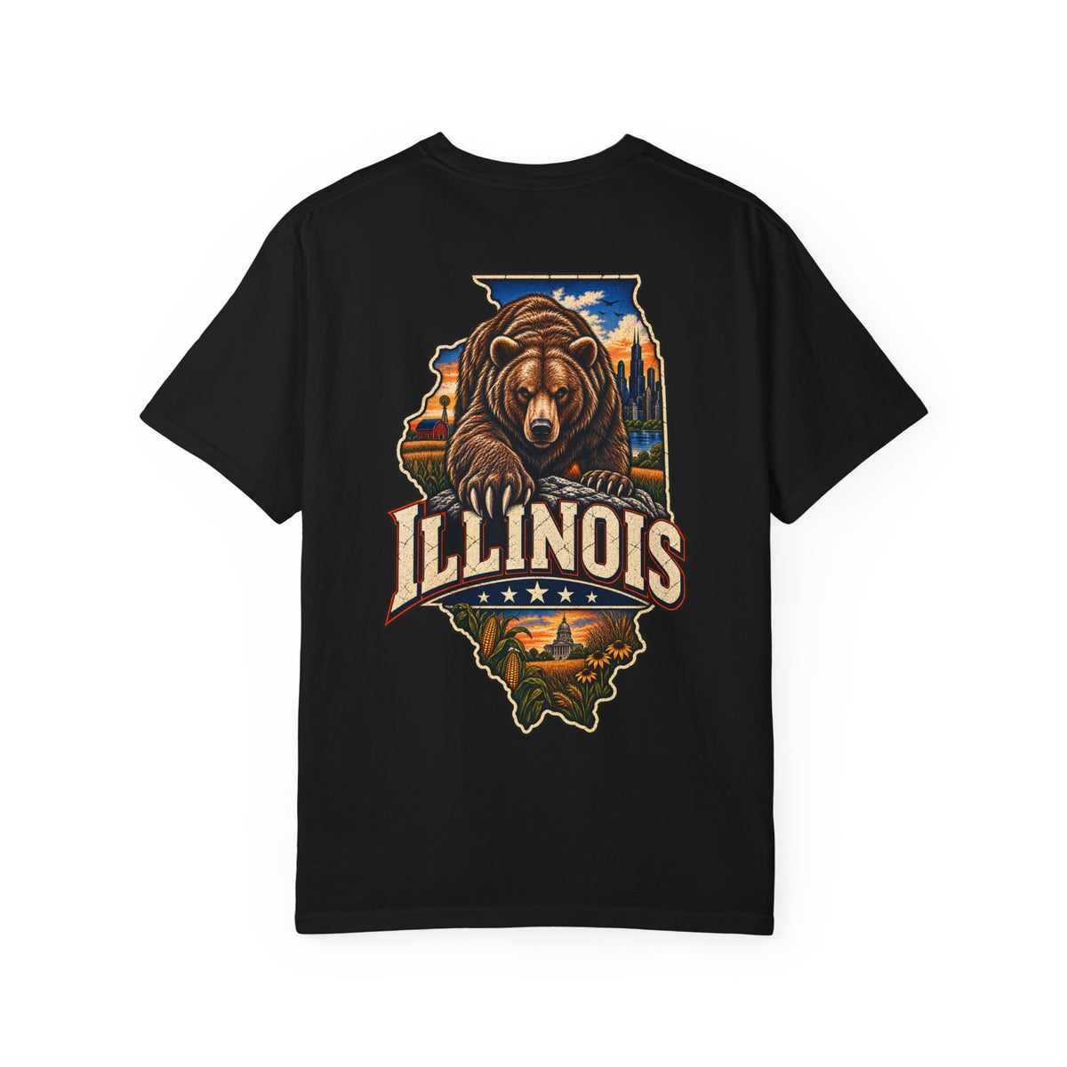 Illinois Bear Emblem Unisex Comfort Color 1717 Streetwear Graphic Tee