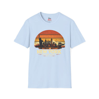 New York Skyline Sunset Unisex Softstyle T Shirt State Pride Graphic Tee Collections FS03