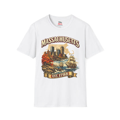 Vintage Massachusetts Heritage Unisex Softstyle T Shirt State Pride Graphic Tee Collections FS03