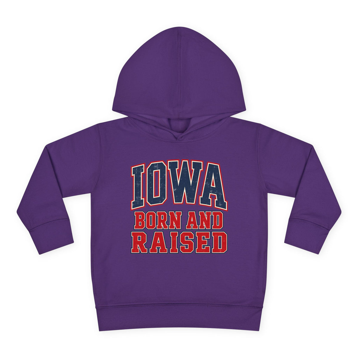 Iowa Born and Raised Vintage Collegiate Unisex Toddler Pullover Fleece Hoodie