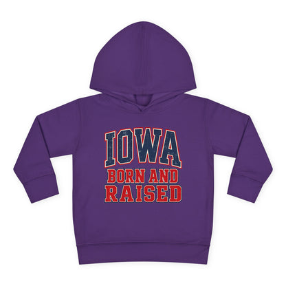 Iowa Born and Raised Vintage Collegiate Unisex Toddler Pullover Fleece Hoodie