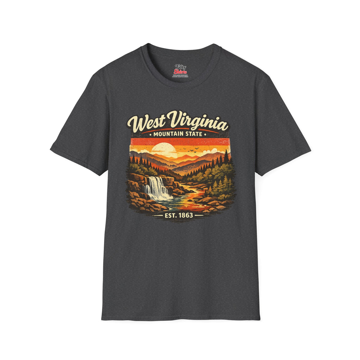West Virginia Mountain Sunset Unisex Softstyle T Shirt State Pride Graphic Tee Collections FS03