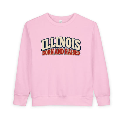 Illinois Born and Raised Retro 1970s Unisex Toddler Sweatshirt