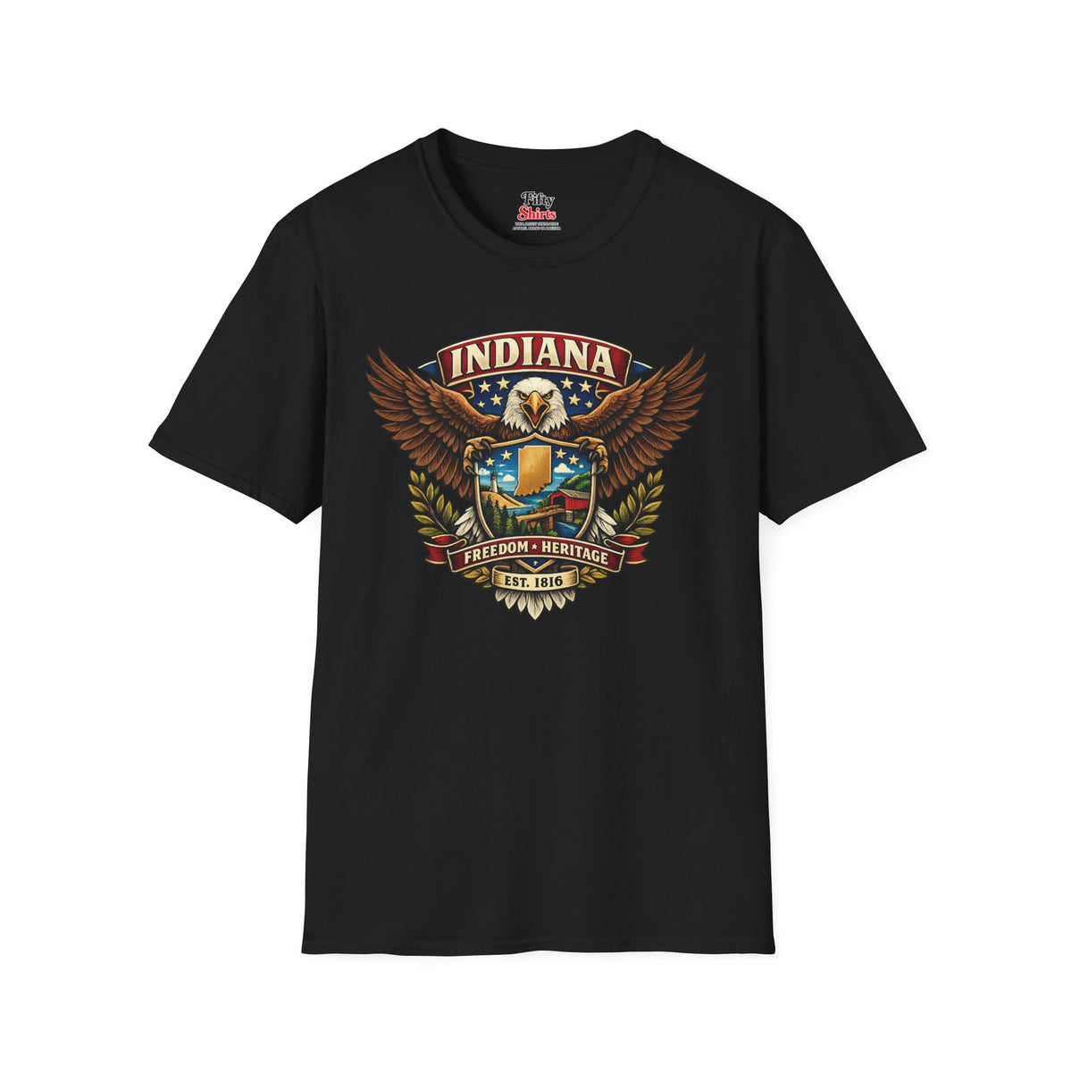 Indiana Americana Eagle Unisex Softstyle T Shirt State Pride Graphic Tee Collections FS03