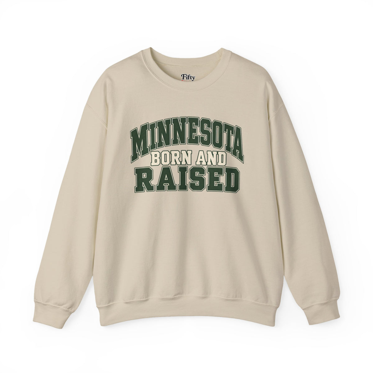 Minnesota Born and Raised Unisex Crewneck Sweatshirt State Name Graphic