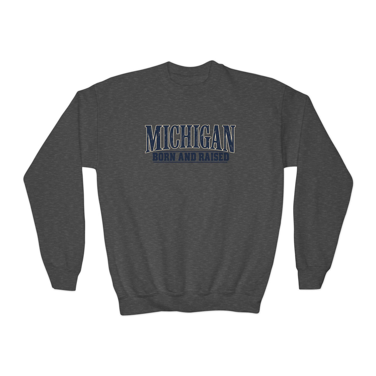 Michigan Born and Raised Premium Heritage Unisex Youth Crewneck Sweatshirt