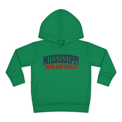 Mississippi Born and Raised Minimal Vintage Unisex Toddler Pullover Fleece Hoodie