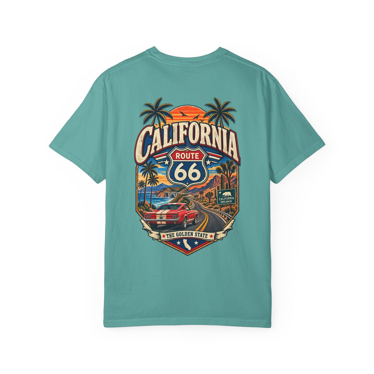 California Route 66 Style  Unisex Comfort Color 1717 Streetwear Graphic Tee