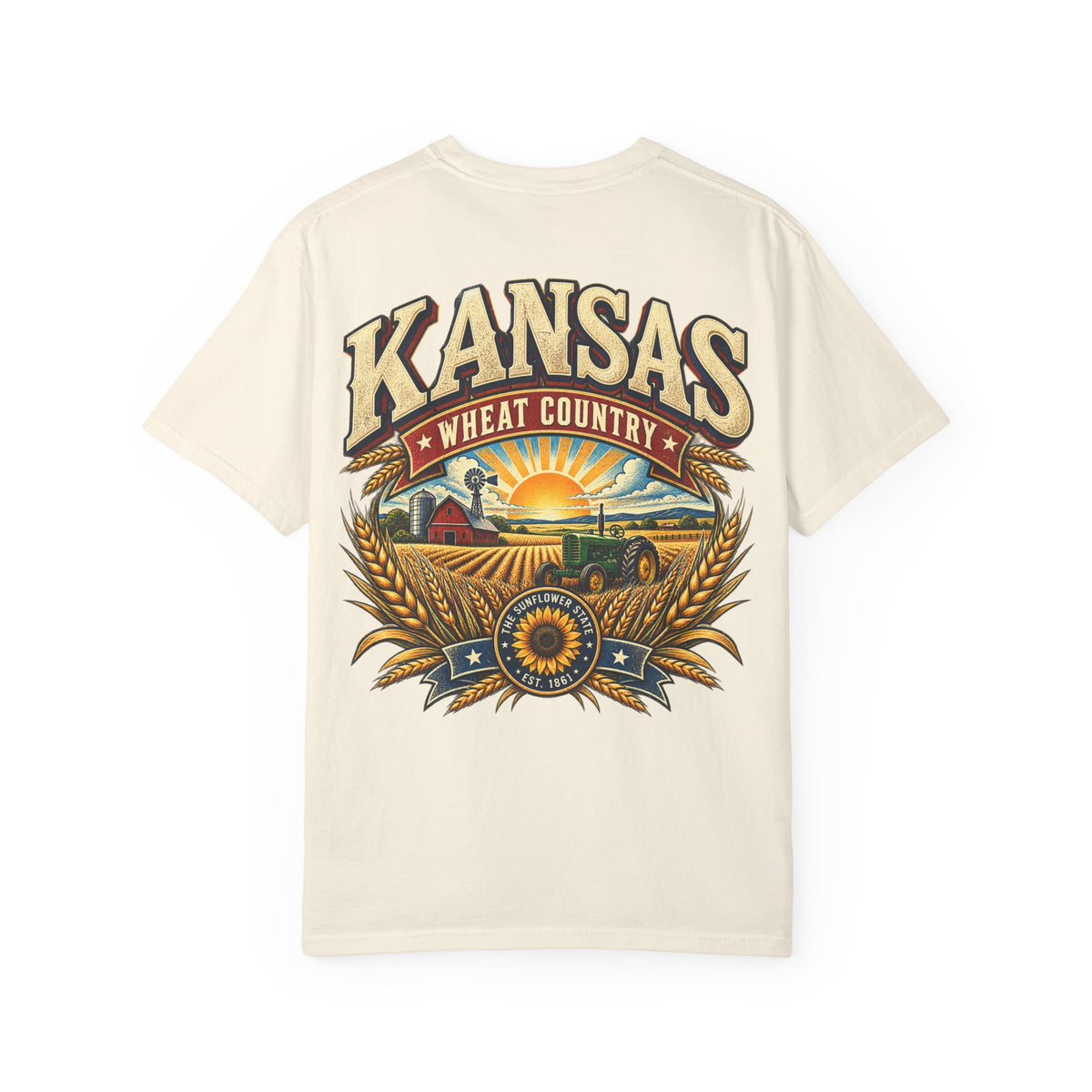 Kansas Wheat Country Unisex Comfort Color 1717 Streetwear Graphic Tee