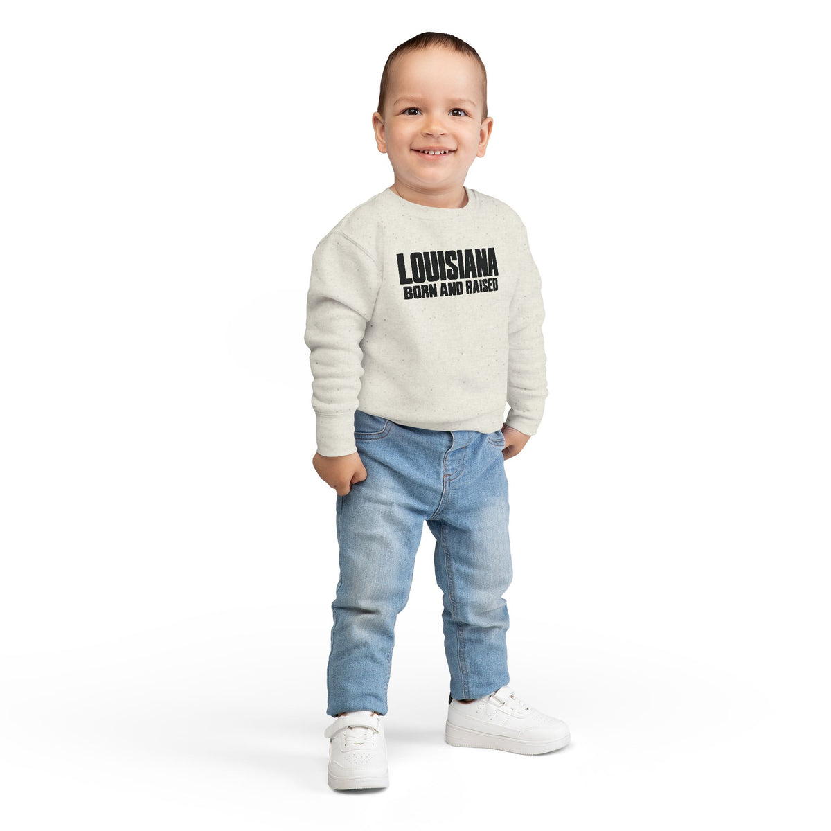 Louisiana Born and Raised Modern Unisex Toddler Sweatshirt