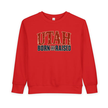 Utah Born and Raised Premium Heritage Unisex Toddler Sweatshirt