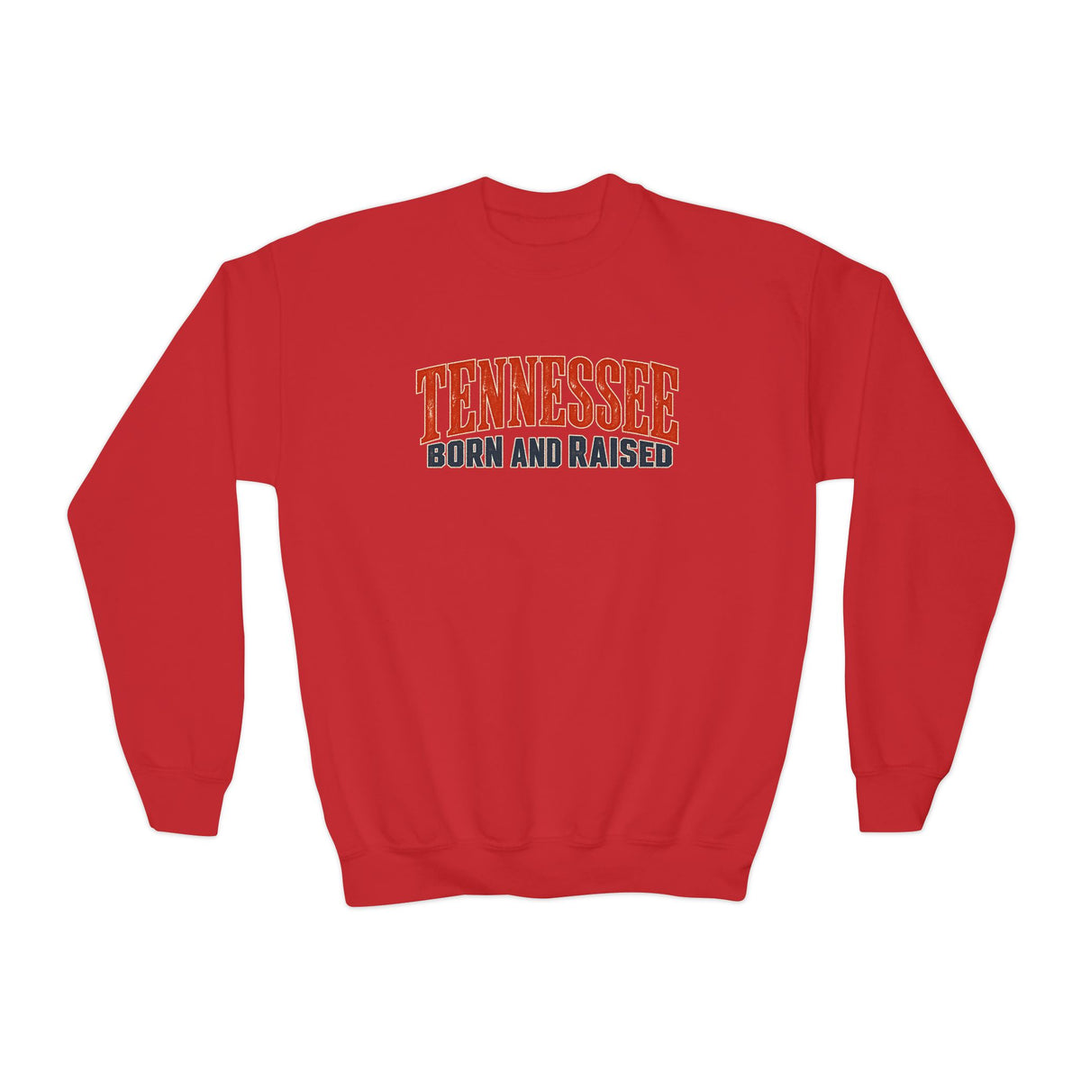 Tennessee Born and Raised Premium Southern Heritage Unisex Youth Crewneck Sweatshirt Graphic