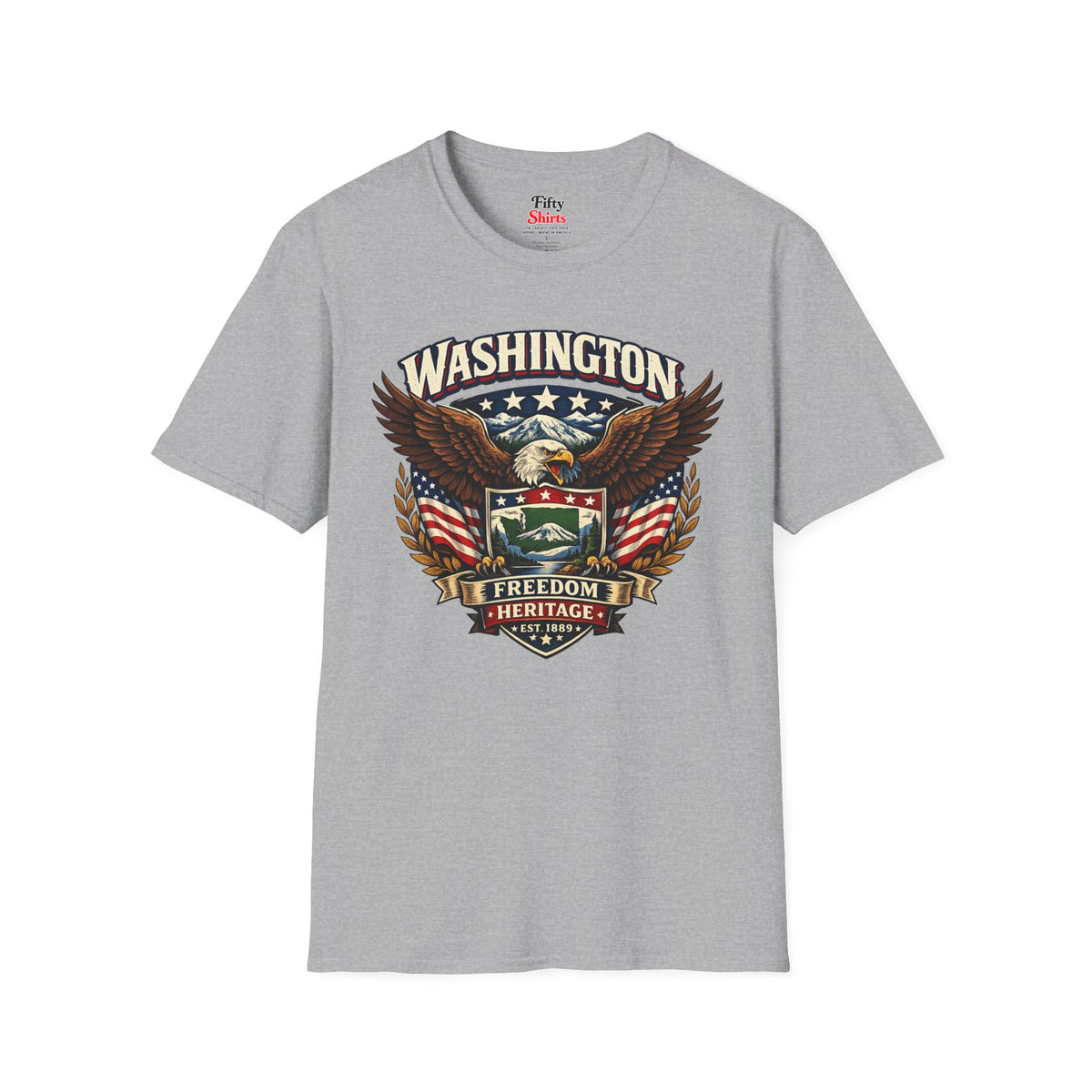 Washington Americana Eagle Unisex Softstyle T Shirt State Pride Graphic Tee Collections FS03