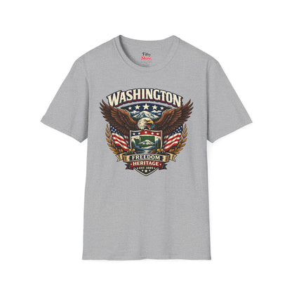 Washington Americana Eagle Unisex Softstyle T Shirt State Pride Graphic Tee Collections FS03