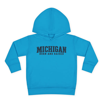 Michigan Born and Raised Rustic Midwest Unisex Toddler Pullover Fleece Hoodie