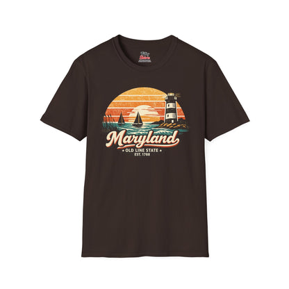 Maryland Coastal Sunset Unisex Softstyle T Shirt State Pride Graphic Tee Collections FS03