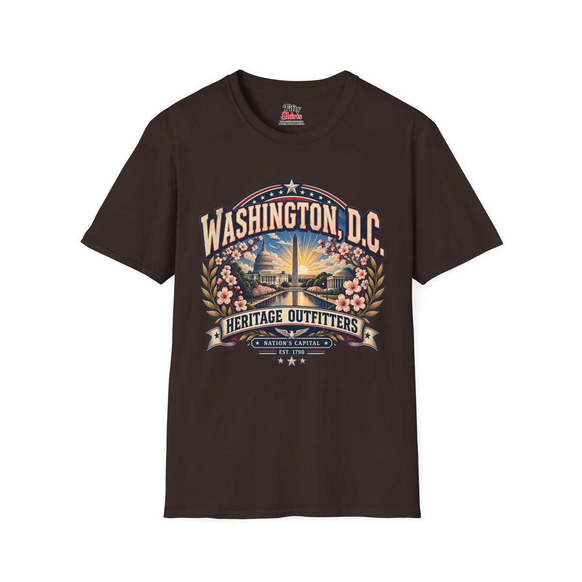 Washington D.C. Heritage Outfitters Unisex Softstyle T Shirt State Pride Graphic Tee Collections FS03