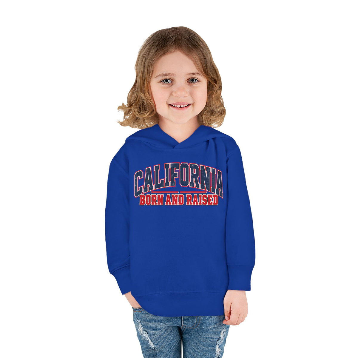 California Born and Raised Vintage Collegiate Unisex Toddler Pullover Fleece Hoodie