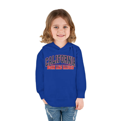 California Born and Raised Vintage Collegiate Unisex Toddler Pullover Fleece Hoodie