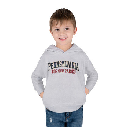 Pennsylvania Born and Raised Classic Souvenir Unisex Toddler Pullover Fleece Hoodie