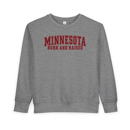 Minnesota Born and Raised Vintage Collegiate Unisex Toddler Sweatshirt