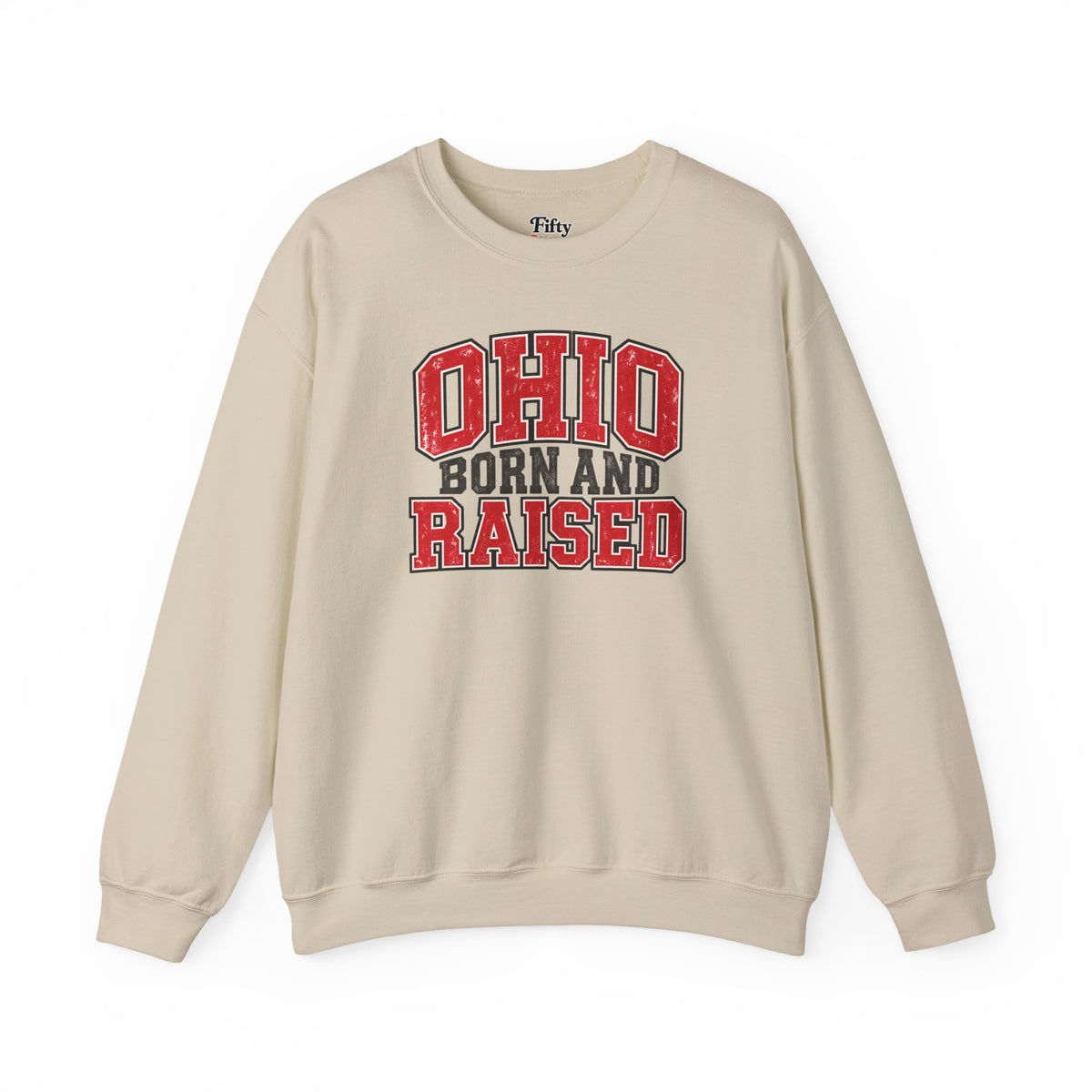 Ohio Born and Raised Vintage Collegiate Unisex Sweatshirt Graphic