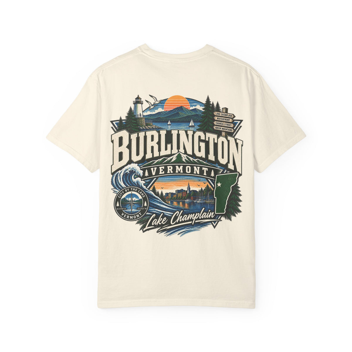 Burlington Vermont Unisex Comfort Color 1717 Streetwear Graphic Tee